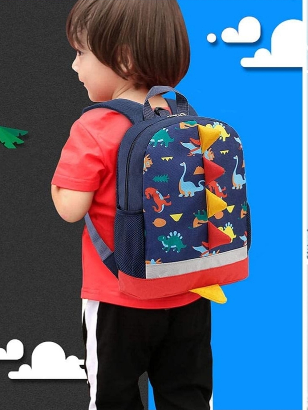 Dinosaur Kids Backpack Rucksack Boys for Toddler Kindergarten Navy